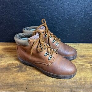 VTG Timberland Women Brown Leather Ankle Hiking Boots Work Utility Shoes 7B